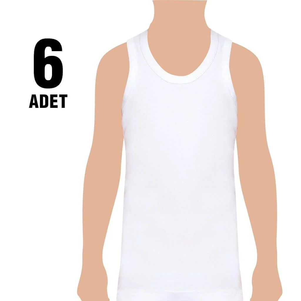 Tutku Erkek Çocuk 6'lı Paket Beyaz Penye Atlet 1 (2 Yaş)