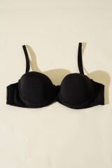 Destekli Straplez Sütyen Siyah