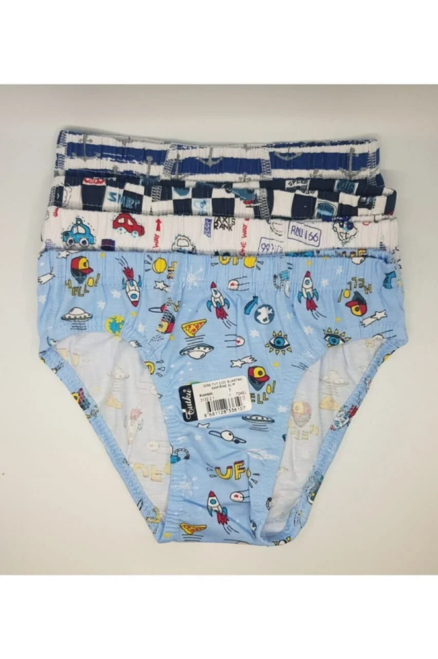 Tutku Erkek Çocuk 6'lı Paket Desenli Külot Slip 4 (6-7 Yaş) - 6'lı