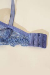 Ecem Yıldız Dantelli Destekli Parlak Sütyen Takım İndigo