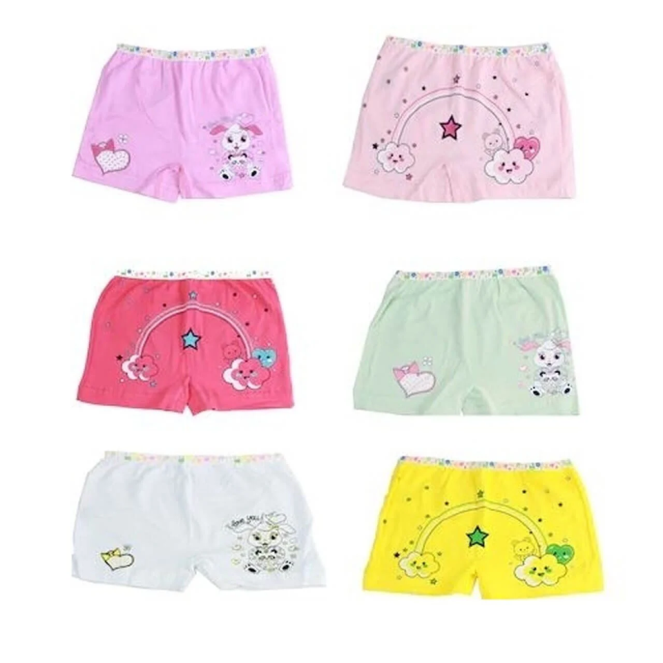Tutku Kız Çocuk 6'lı Paket Renkli Baskılı Boxer 2 (2-3 Yaş)
