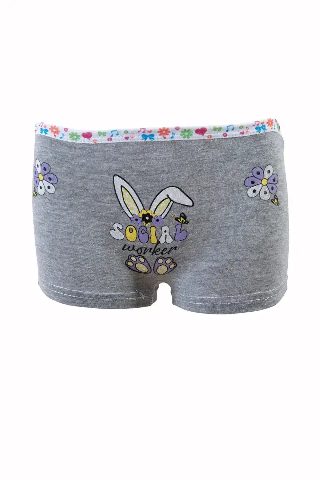 Tutku Kız Çocuk 6'lı Paket Renkli Baskılı Boxer 4 (6-7 Yaş)