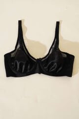 Ecem Yıldızı Tül Detaylı Desteksiz Toparlayıcı Sütyen Siyah