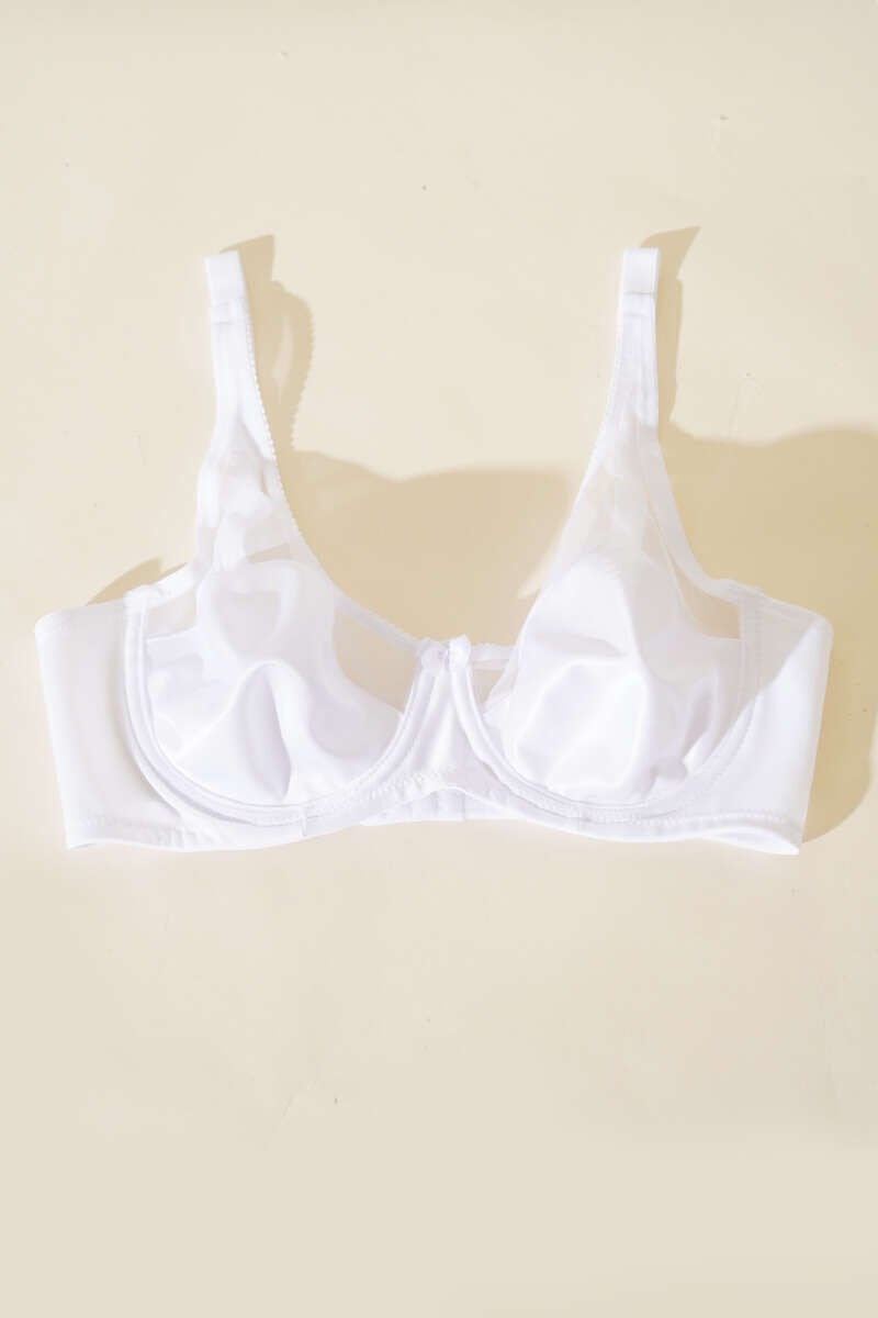 Ecem Yıldızı Tül Detaylı Desteksiz Toparlayıcı Sütyen Beyaz