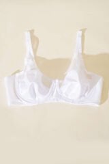 Ecem Yıldızı Tül Detaylı Desteksiz Toparlayıcı Sütyen Beyaz