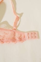 Ecem Yıldızı Çiçek Desenli Dantelli Destekli Sütyen Somon