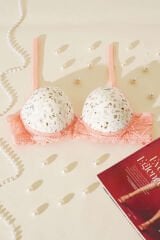 Ecem Yıldızı Çiçek Desenli Dantelli Destekli Sütyen Somon