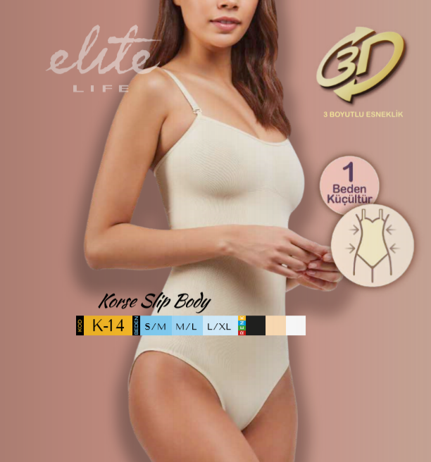 Elite Life Korse Slip Body Beyaz  - S-M