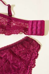 Desteksiz Çapraz İpli Bralet Sütyen Takım Mürdüm