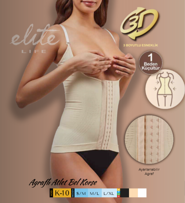 Elite Life Agraflı Atlet Bel Korse siyah - L-XL
