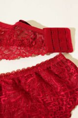 Desteksiz Çapraz İpli Bralet Sütyen Takım Bordo