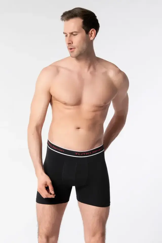 Tutku Erkek 3’lü Paket Elastan Spor Boxer siyah - M - 3'lü