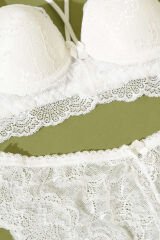 Destekli Çapraz İpli Bralet Sütyen Takım Ekru