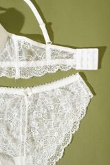 Destekli Çapraz İpli Bralet Sütyen Takım Ekru