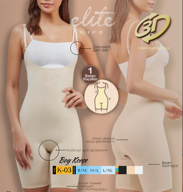 Elite Life Kadın Boy Korse Ten - L-XL