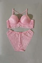 Destekli Çapraz İpli Bralet Sütyen Takım Gül Kurusu