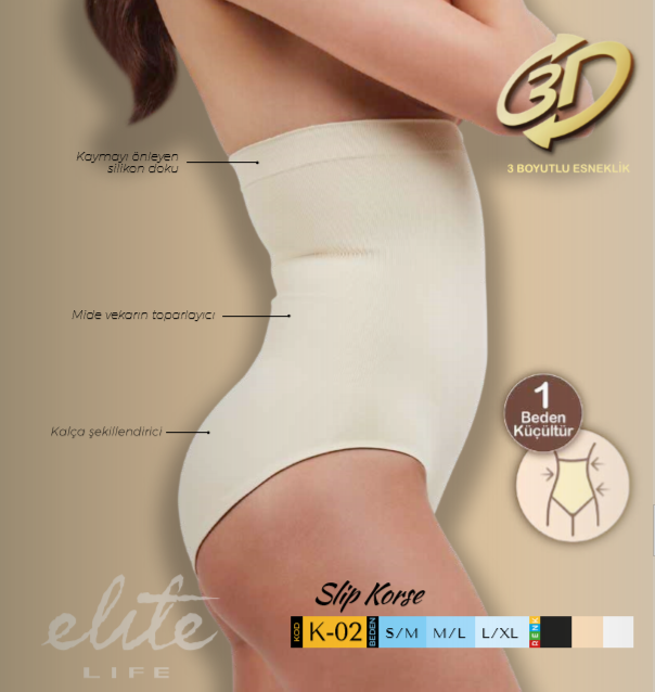 Elite Life Kadın Slip Korse Beyaz  - M-L