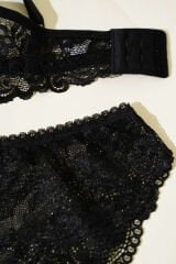 Destekli Çapraz İpli Bralet Sütyen Takım Siyah