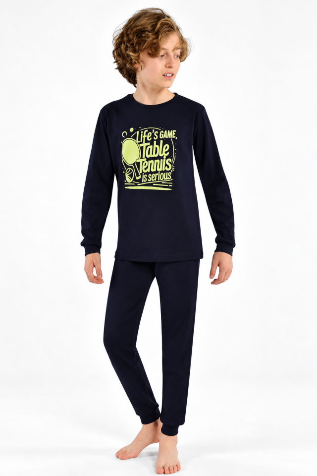 Erkek Çocuk İnterlok Kışlık Pijama Takımı Siyah 517