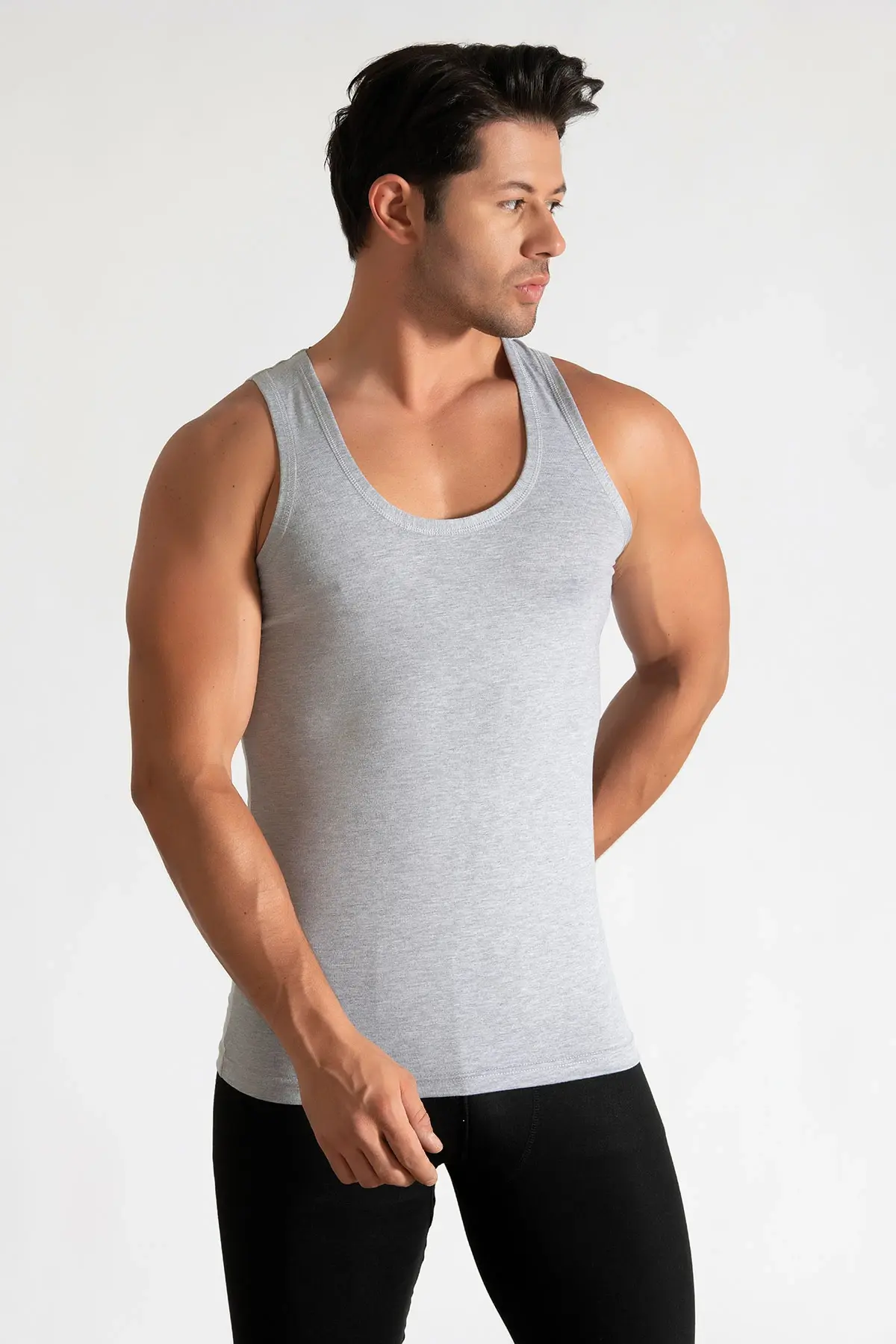 Tutku Erkek 6'lı Paket Gri Penye Atlet