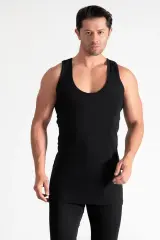 Tutku Erkek 6'lı Paket Siyah Penye Atlet