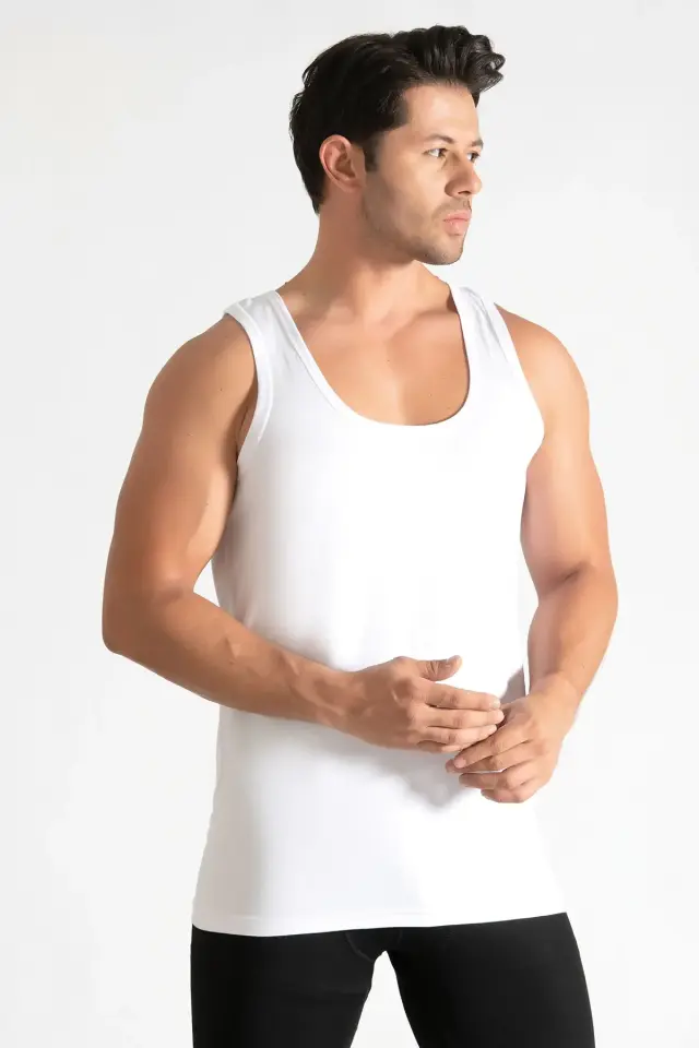 Tutku Erkek 6'lı Paket Ribana Beyaz Atlet 3/M