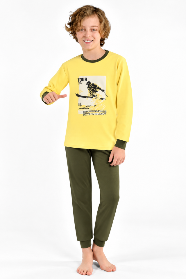 Erkek Çocuk İnterlok Kışlık Pijama Takımı Sarı 524