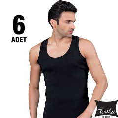 Tutku Erkek 6'lı Paket Ribana Siyah Atlet