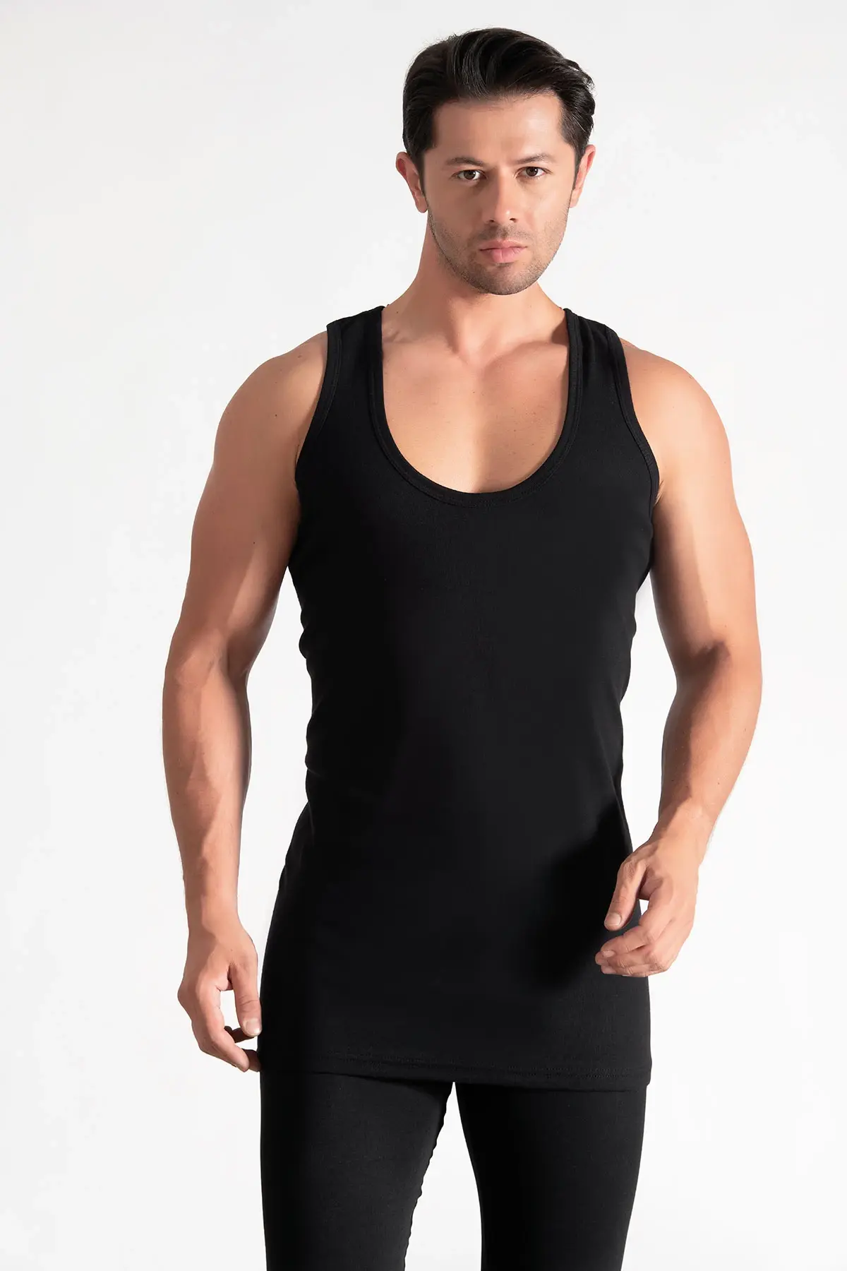 Tutku Erkek 6'lı Paket Ribana Siyah Atlet