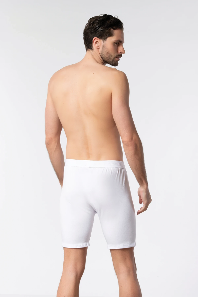 Tutku Elit Erkek Beyaz Elastan Uzun Boxer