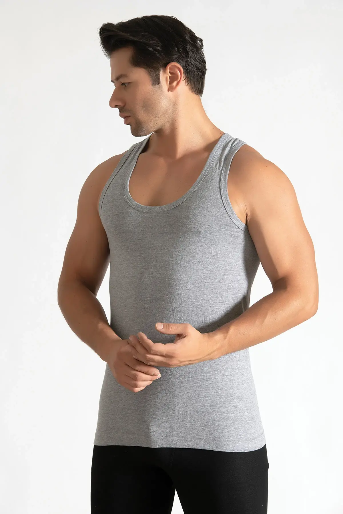 Tutku Erkek 6'lı Paket Ribana Gri Atlet