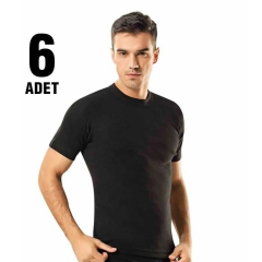Tutku Erkek 6’lı Paket Sıfır Yaka Siyah Fanila