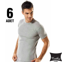 Tutku Erkek 6’lı Paket Sıfır Yaka Gri Fanila