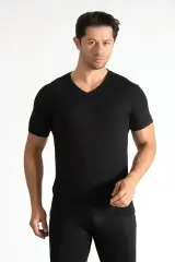 Tutku 3'lü Paket Erkek Ribana V Yaka Siyah Fanila