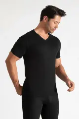 Tutku 3'lü Paket Erkek Ribana V Yaka Siyah Fanila