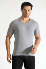 Tutku 3'lü Paket Erkek Ribana V Yaka Gri Fanila