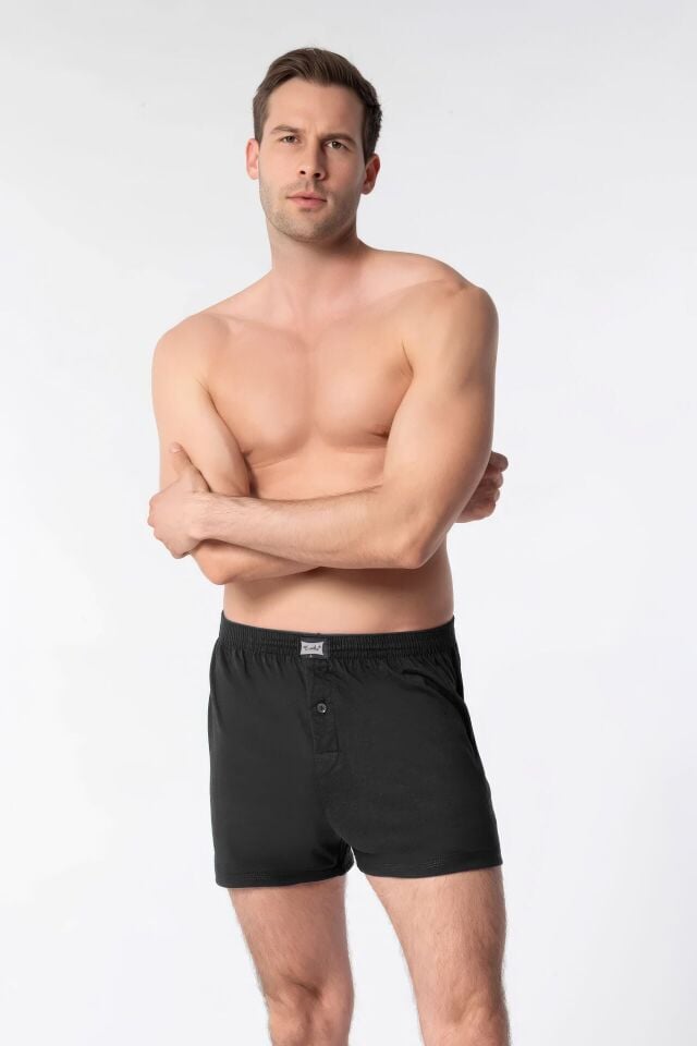 Tutku Erkek 5’li Paket Siyah Penye Havlubel Düz Boxer