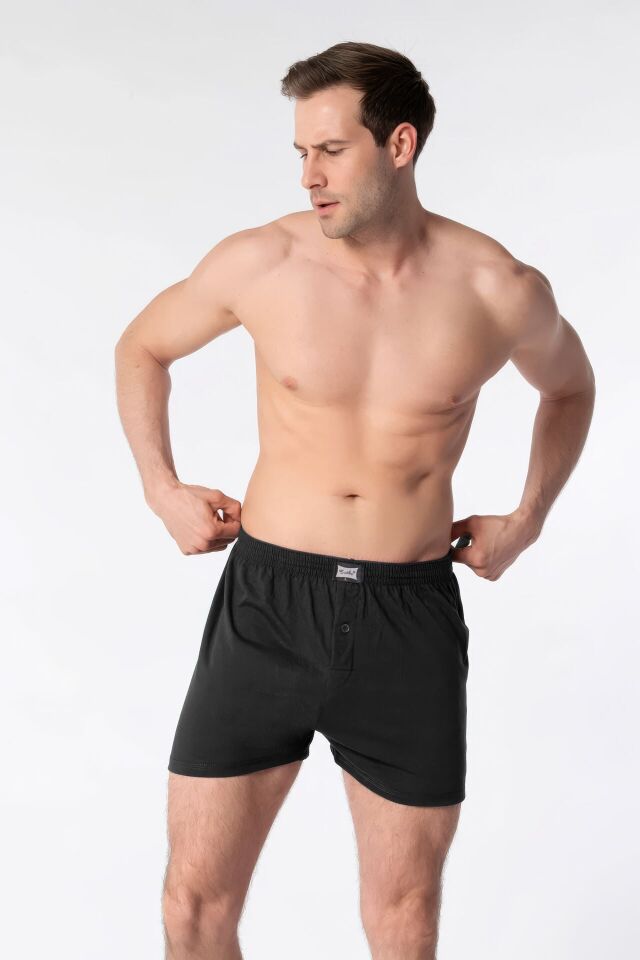 Tutku Erkek 5’li Paket Siyah Penye Havlubel Düz Boxer S