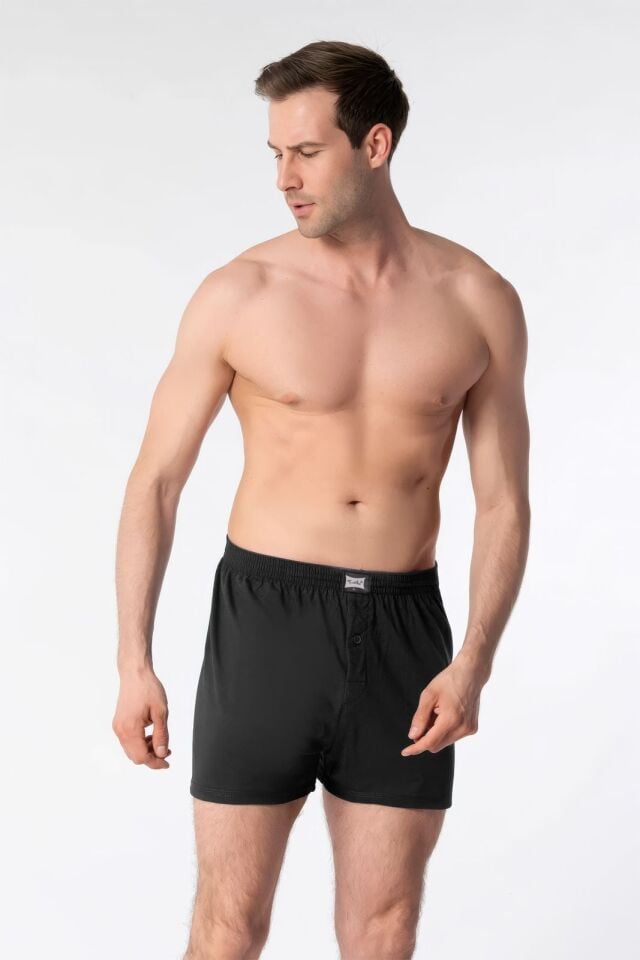 Tutku Erkek 5’li Paket Siyah Penye Havlubel Düz Boxer L