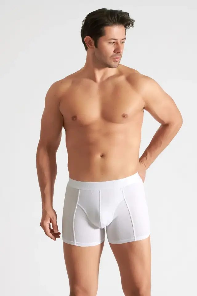 Tutku Erkek 3’lü Paket Beyaz Elastan Likralı Boxer S - 6'lı
