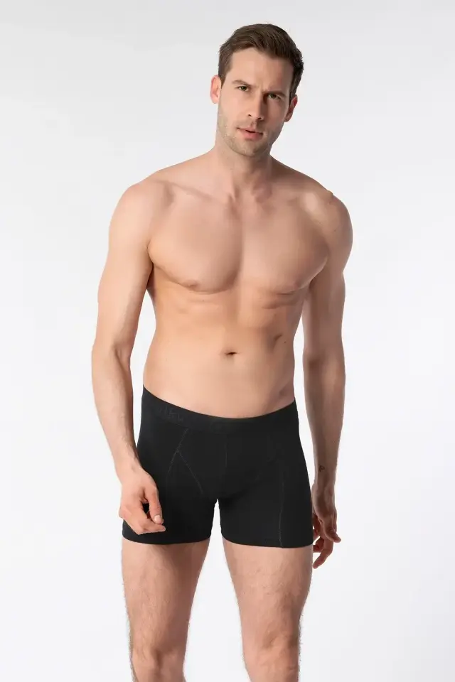 Tutku Erkek 3’lü Paket Siyah Elastan Likralı Boxer M - 3'lü