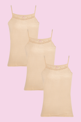 Ceylanoğlu 3'lü Dantelli Kadın İp Askılı Ten Atlet