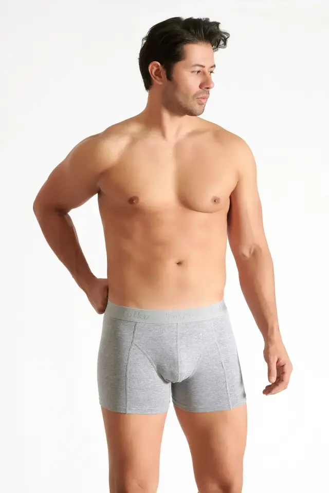 Tutku Erkek 3’lü Paket Gri Elastan Likralı Boxer XXL - 3'lü