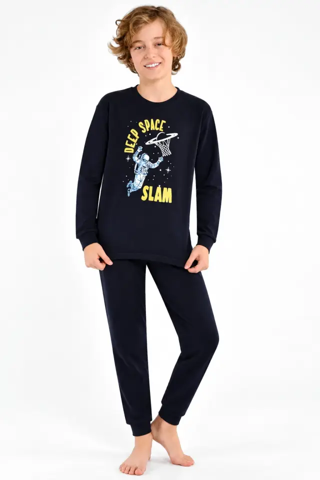 Erkek Çocuk İnterlok Kışlık Pijama Takımı Siyah 515