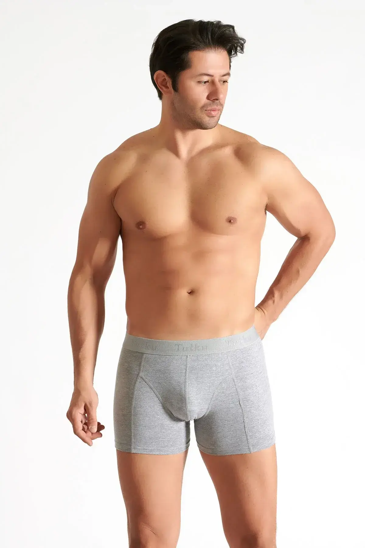 Tutku Erkek 3’lü Paket Gri Elastan Likralı Boxer M - 6'lı
