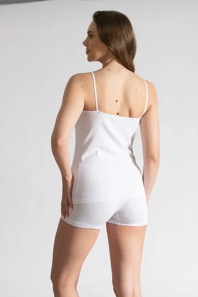 Tutku Kadın 6'lı Paket Beyaz İp Askılı Atlet 2/S