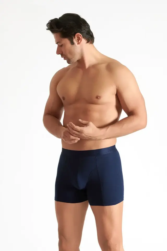 Tutku Erkek 3’lü Paket Lacivert Elastan Likralı Boxer L - 3'lü