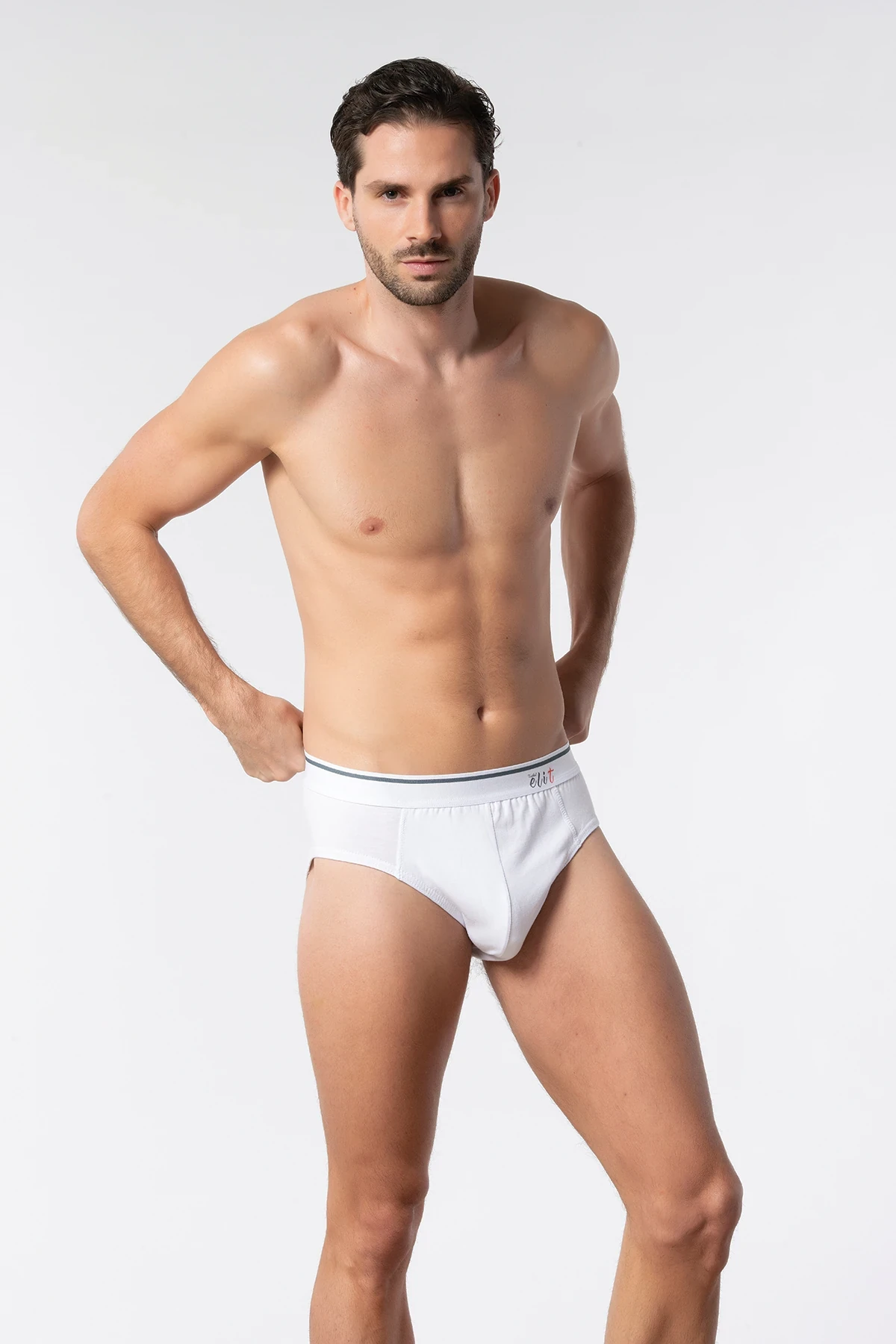 Tutku Elit Erkek Beyaz Elastan İnce Bel Kemerli Slip