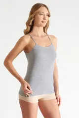 Tutku Kadın 6'lı Paket Gri İp Askılı Atlet