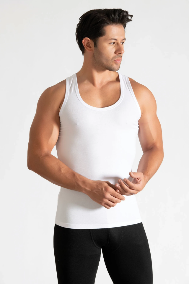 Tutku Erkek 6'lı Paket Penye Beyaz Atlet 7/3XL